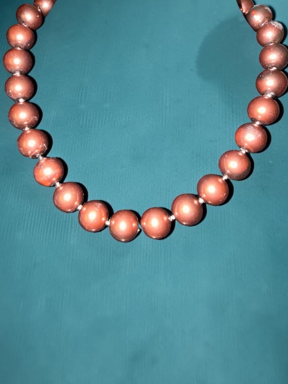 Gorgeous Vintage Chocolate/Bronze-Toned Faux 12mm Pearl Weighted Necklace• 108g
